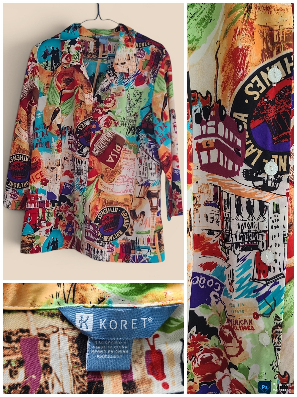 Koret Multicolor Graphic Eurotrip Print Button-Up Shirt